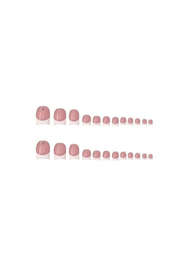 Maigitur White French Tips Press on Toenails Colorful Gem Press on Nails Long Square False Nails with Flower Charm Design Pearl Fake Toenails Glossy Spring Summer Fake Nails for Women Girls Manicure 48Pcs - Image 4